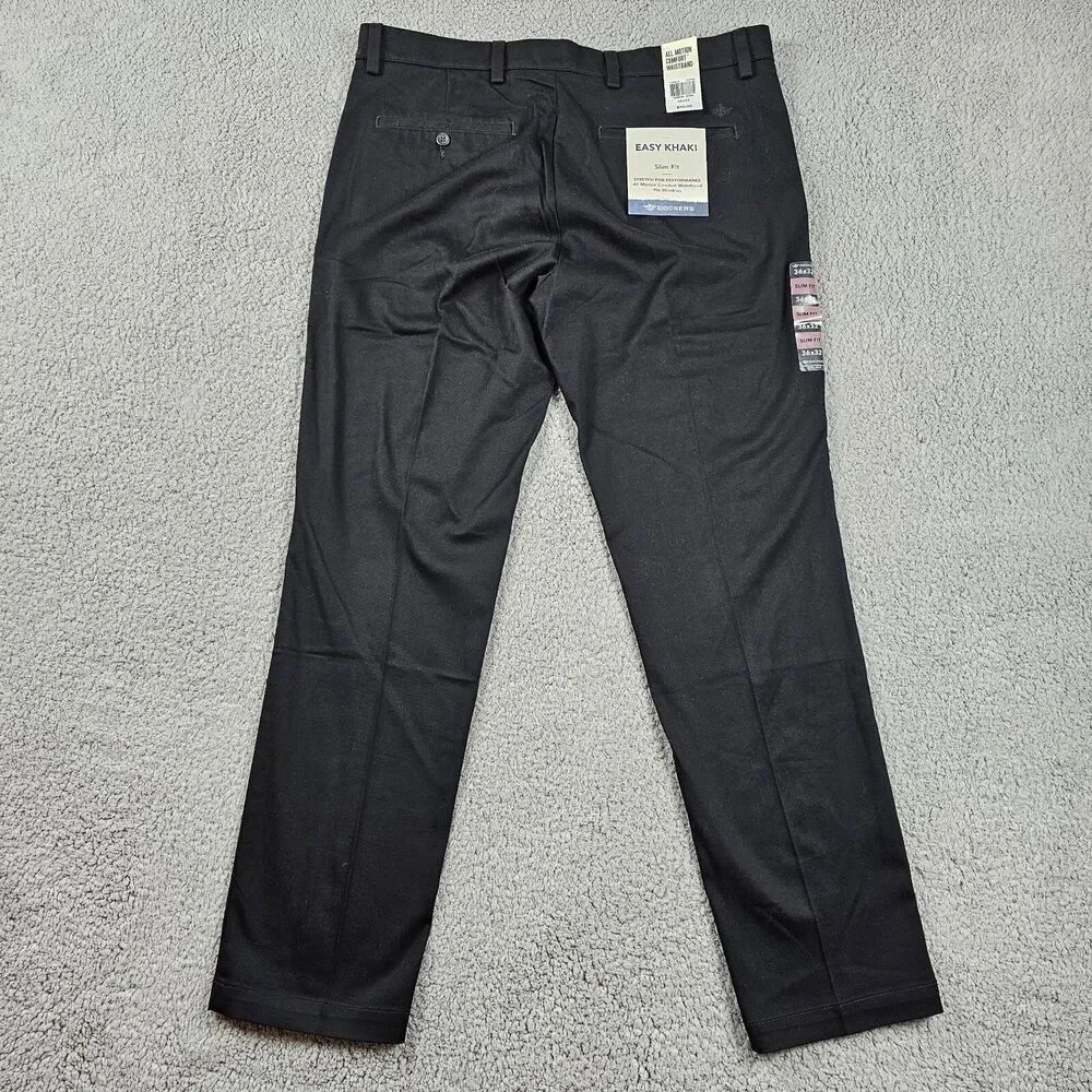 Dockers Easy Khaki Pants Mens 36x31* Black Slim Fit Golf Performance Stretch